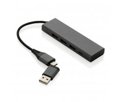 Hub USB 2.0 z USB C, aluminium z recyklingu P308.682