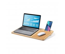 Bambusowy organizer na biurko, stojak na laptopa, stojak na telefon, korkowa podkładka pod mysz V0271