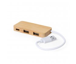 Bambusowy hub USB 2.0 z USB typu C V0199