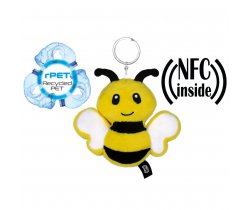 Pluszowa pszczoła RPET z chipem NFC, brelok | Zibee HE795