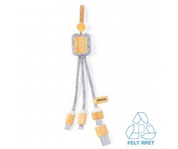 Kabel do ładowania z bambusa i filcu RPET V1346
