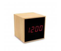 Bambusowy zegar na biurko z alarmem V0193