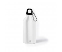 Butelka sportowa 400 ml z aluminium z recyklingu, z karabińczykiem V1065