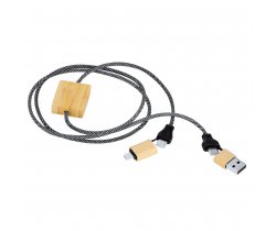 Kabel do ładowania i synchronizacji z poliestru RPET, bambusowe elementy VA384