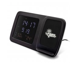 Ładowarka bezprzewodowa 5W-15W Exclusive Collection, wielofunkcyjny zegar cyfrowy | Isha V1161