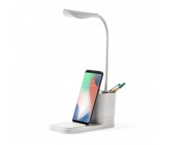 Lampka na biurko ze słomy pszenicznej, ładowarka bezprzewodowa 10W, stojak na telefon V8327