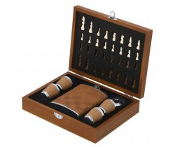 Zestaw upominkowy, piersiówka 175 ml, kieliszki 30 ml, szachy VA373
