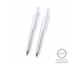 Zestaw piśmienny z aluminium z recyklingu, długopis i pióro kulkowe V1044