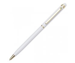 Długopis biały z elementami złotymi R73409.06