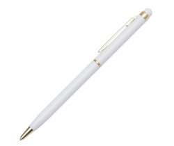 Długopis biały z elementami złotymi R73409.06