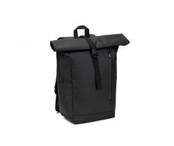 OSASCO BPACK. Plecak typu roll top z zamkiem błyskawicznym, który umożliwia zwinięcie górnej części w celu dopasowania do objętości plecaka, wykonany z poliestru 600D z recyklingu 92571