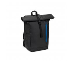 OSASCO BPACK. Plecak typu roll top z zamkiem błyskawicznym, który umożliwia zwinięcie górnej części w celu dopasowania do objętości plecaka, wykonany z poliestru 600D z recyklingu 92571