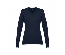 THC MILAN WOMEN. Damski sweter z dekoltem V-neck z bawełny i poliamidu 30150
