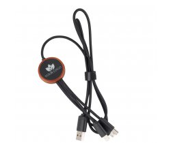 Kabel 3w1 z podświetlanym logo w drewnianej obudowie - LH-ZM04 EG0609