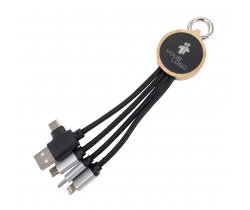Kabel 3w1 z podświetlanym logo w drewnianej obudowie EG0592