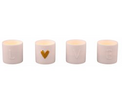 Zestaw 4 świeczników na tealigght - love