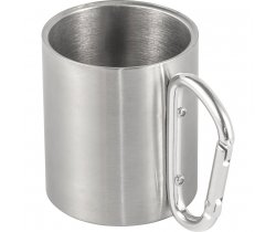 Metalowy kubek 185 ml z karabińczykiem V0646