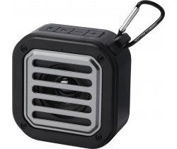 Solo plastikowy głośnik solarny Bluetooth® IPX5 o mocy 3 W z karabińczykiem wykonany z tworzywa pochodzącego z recyklingu z c 124347
