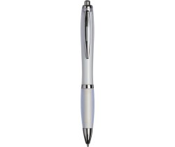 Curvy ballpoint pen with frosted barrel and grip 210335