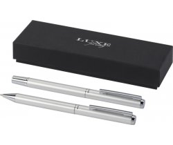 Lucetto zestaw upominkowy obejmujący długopis kulkowy z aluminium z recyklingu i pióro kulkowe 107838