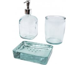 Jabony 3-częściowy zestaw łazienkowy ze szkła pochodzącego z recyclingu 126190