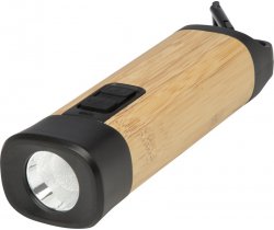 Kuma latarka z karabińczykiem wykonana z bambusa i tworzyw sztucznych pochodzących z recyklingu z certyfikatem RCS 104570