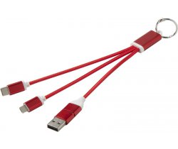 Metal kabel do ładowania 4 w 1 z aluminium z recyklingu z łańcuchem do kluczy 124382