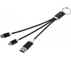 Metal kabel do ładowania 4 w 1 z aluminium z recyklingu z łańcuchem do kluczy 124382