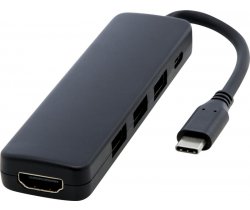 Loop adapter multimedialny USB 2.0-3.0 z portem HDMI wykonany z tworzyw sztucznych pochodzących z recyklingu z certyfikatem R 124368