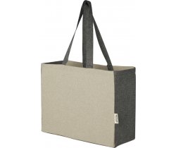 Pheebs torba na zakupy z płaskim dnem o pojemności 18 l z bawełny z recyklingu o gramaturze 190 g / m² i kontrastującymi bokami 120644