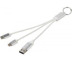 Metal kabel do ładowania 4 w 1 z aluminium z recyklingu z łańcuchem do kluczy 124382