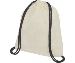 Plecak Oregon ściągany sznurkiem z kolorowymi sznureczkami, wykonany z bawełny o gramaturze 100 g / m² 120489